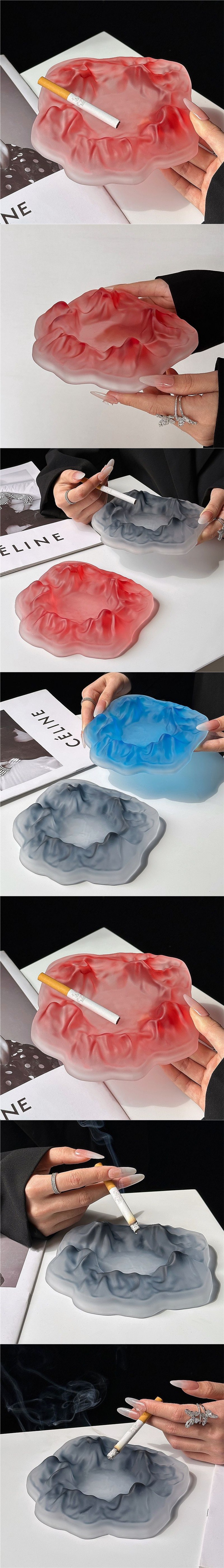 Elegant iceberg ashtray for home use in the living room, stylish matte red decorative piece, creative high-end anti-flying ashtray