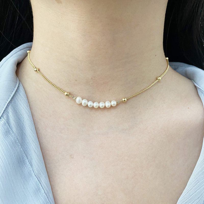 Fashion Geometric Copper Necklace Pearl Copper Necklaces