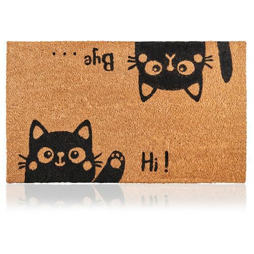 Amazon temu alambre material coco marrón inglés amor gatos y pájaros en la alfombra de la puerta antideslizante alfombra de entrada