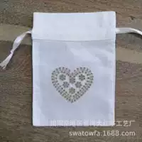 B026-G конопляный хлопок белый 5 "x 7" свадебная вечеринка Рождественский фестиваль подарок упаковка вышитые веревки карманы