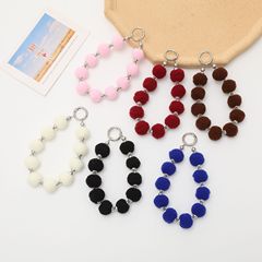 Yi Liàn Qiū Dōng Jì Máo Róng Qiú Yuán Zhū Guà Jiàn DIY Yín Sè Gé Zhū Wàn Shǒu Dài Gōng Yòng Shǒujī Hé INS Fēng Guà Shéng