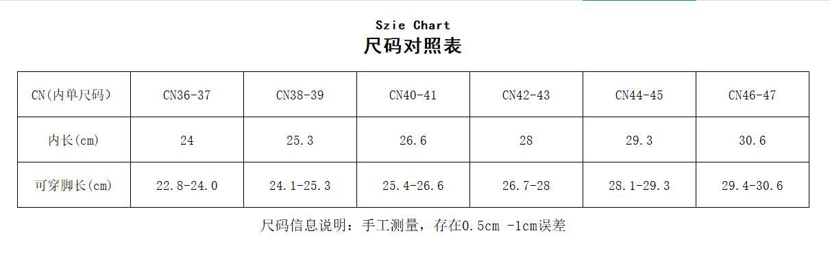 尺码对照表（新底）