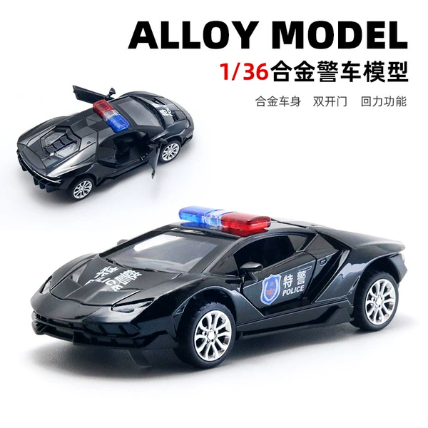 Window box-sound and light version blue police car black