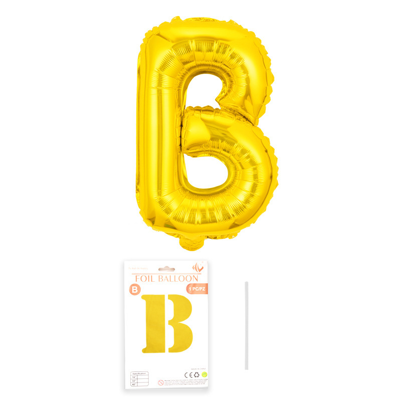 16 pulgadas alfabeto inglés tarjeta de papel independiente embalaje película de aluminio globo decoración de fiesta de cumpleaños diseño papel de aluminio globo al por mayor