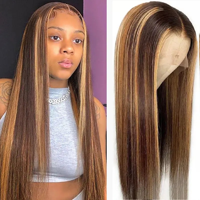 European American Style Synthetic Hair Wig With Front Lace Center Part Full Head Cover For Daily Use_voghion.com