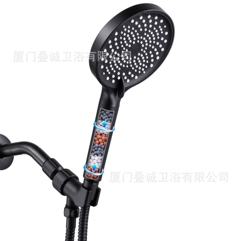 Black filter hand-held shower nozzle American suit household three-speed adjustable water pressure pulse massage water outlet nozzle Black filter hand-held shower nozzle American suit household three-speed adjustable water pressure pulse massage water outlet nozzle