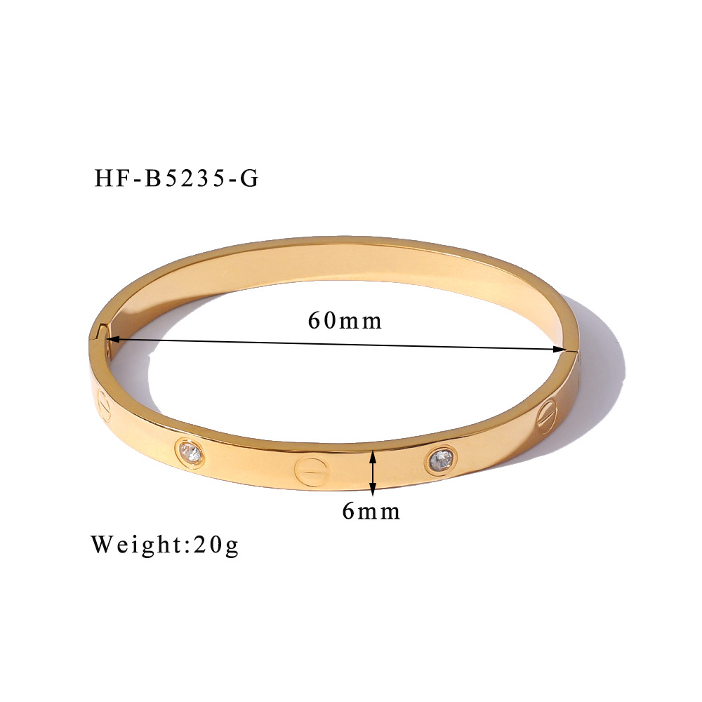 Pulsera de venta caliente de comercio exterior, tarjeta de acero inoxidable, un clavo, un diamante, espejo, pulido, pulseras de mujer de alta calidad, brazalete 18K