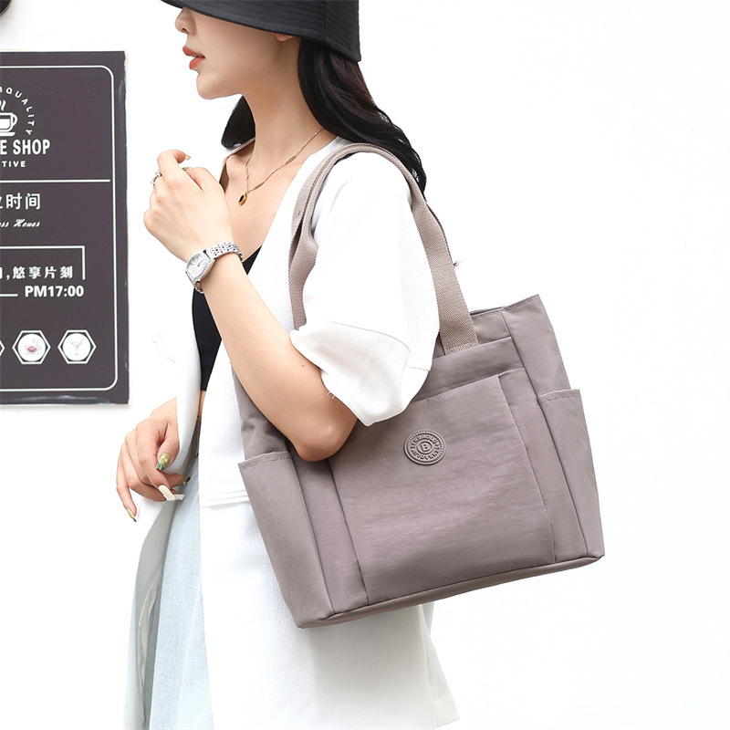 Nylon Women's Bag New Arrival Large Capacity Handbag for Middle-aged Women Handheld Shoulder Bag Oxford Cloth Solid Color Underarm Bag