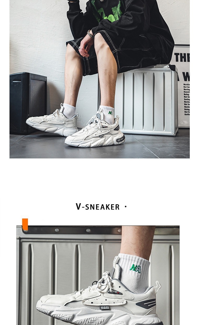 Spring Youth Outwear Mesh Men's Sports Colored Casual Single Student New Thick Sole Small White Shoes_voghion.com