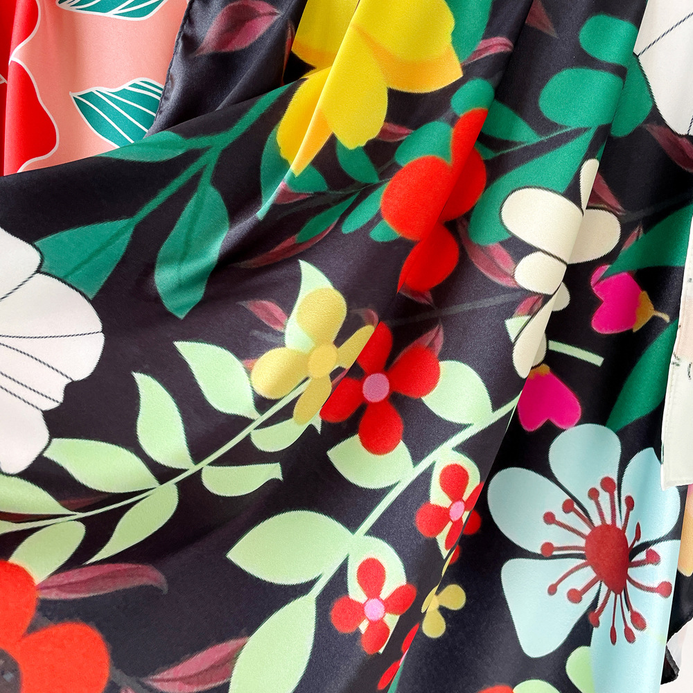 Femmes Élégant Style Vintage Bloc De Couleur Fleur Polyester Écharpe En Soie display picture 24