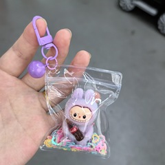 第二世代植毛ミニコーララブブ Labubu ラブブかわいいペンダントかわいいキーホルダーシリコン