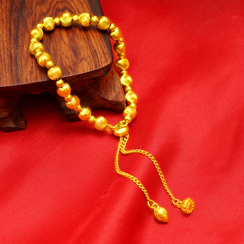 Nuevo patrimonio antiguo pulsera de imitación de las mujeres 24K oro Lotus corazón arena oro Lotus pulsera al por mayor