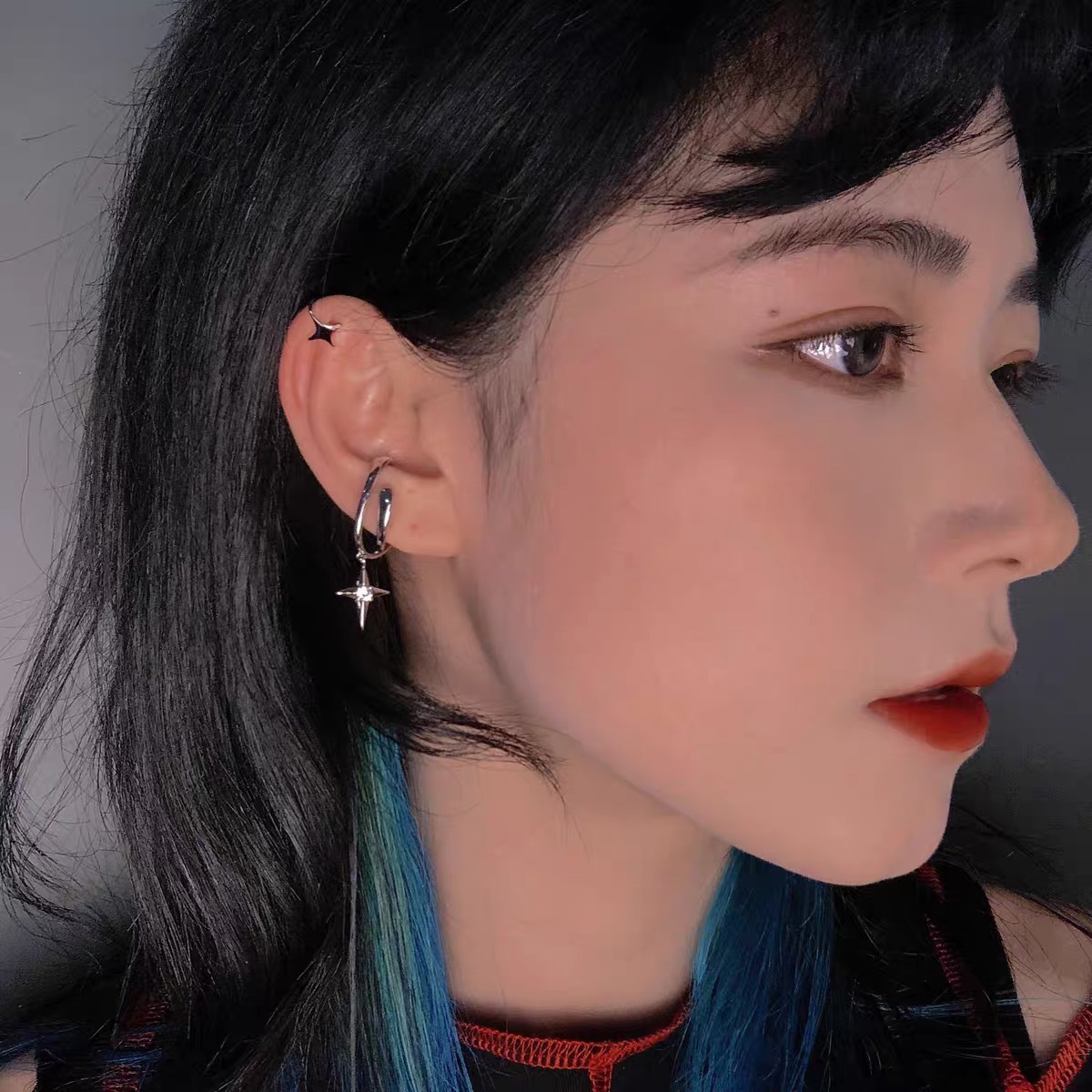 Non-pierced Star Cross Earrings For Men Punk Style Ear Cuff_voghion.com