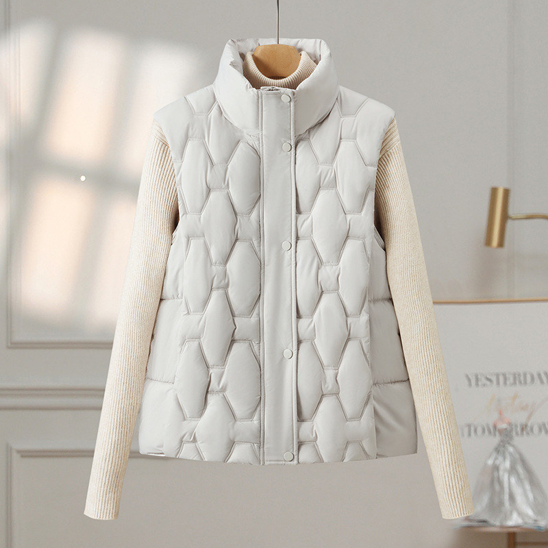 Chaqueta de algodón de pluma para mujeres 2025 otoño y invierno ligero corto chaleco de cuello vertical universal chaleco suelto chaqueta de algodón abrazadera chaqueta Hanchao image 3