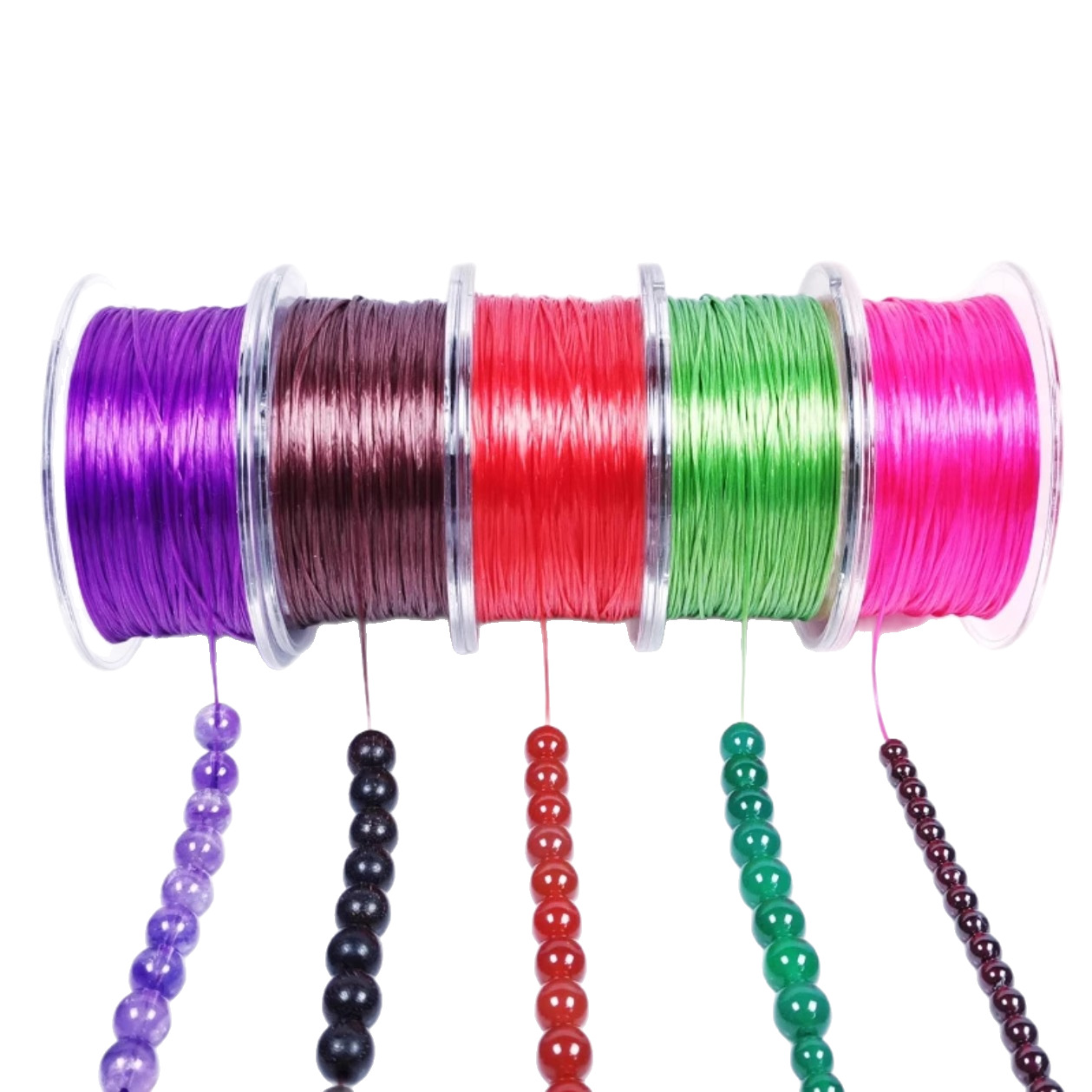 Imported Elastic Cord Bracelet Rope with Crystal Beads Bracelet Rope Rubber Band Wear-Resistant Elastic Cord Buddhist Beads Rope 5