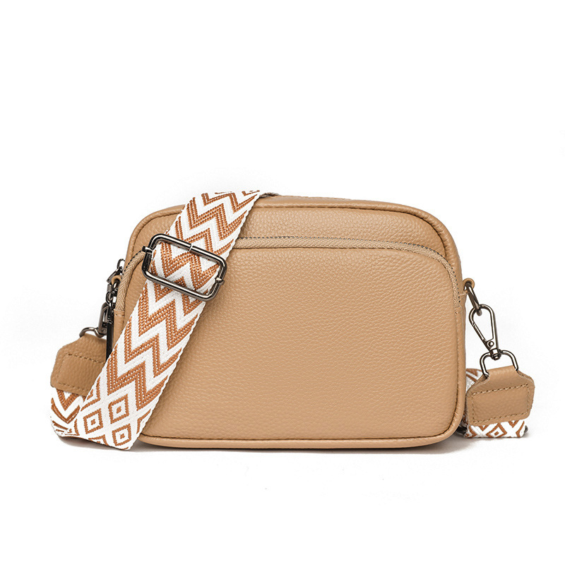 Bolso de piel de vaca de primera capa Bolso de hombro con patrón de lichi de cuero de moda transfronteriza para mujer Bolso cuadrado pequeño de mensajero de todo fósforo de comercio exterior