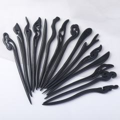 Antique-style hairpin with imitation ebony wood, simple modern plain hairpin for updo, Hanfu hair accessory, suitable for qipao, for women
