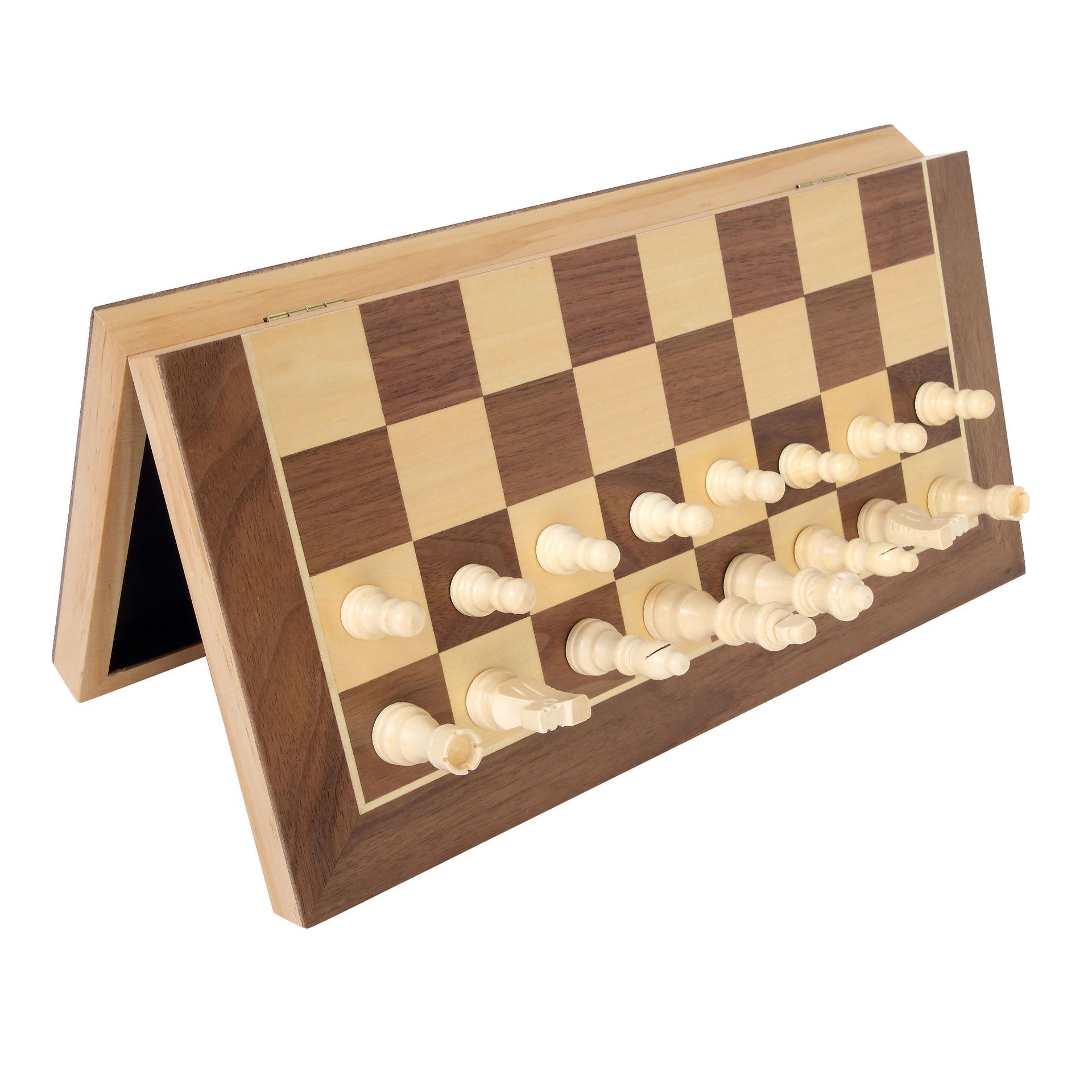 Venta caliente transfronteriza de madera de 15 pulgadas de ajedrez magnético portátil plegable juego de tablero de ajedrez de madera maciza