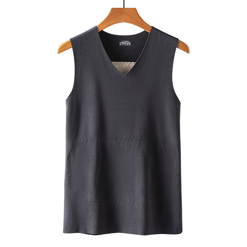 Parche sin costuras de otoño e invierno para hombre Chaleco cálido de otoño e invierno para mujer Protección del vientre engrosada sin mangas de fondo Slim Fit Top forrado de vellón