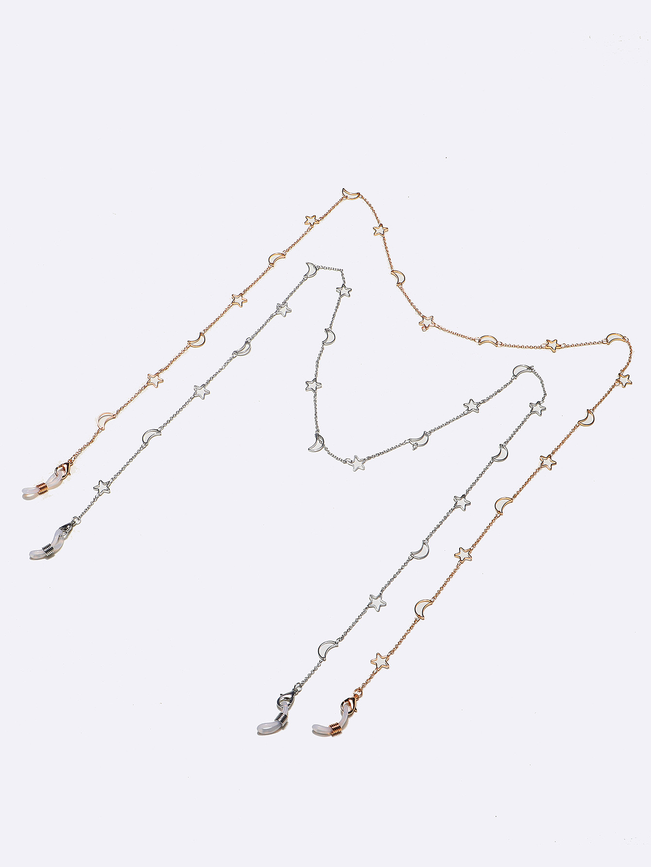 Hot Two-piece Set Eyeglasses Chain Gold And Silver Color Moon Xingx Glasses Cord Cross-border Mask Chain display picture 3