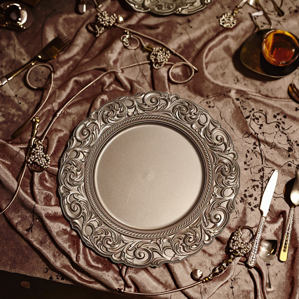 Platas de carga de oro de alto nivel comercio exterior platos de tallado europeos platos de fiesta de Navidad platos de cojín