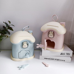 甜美可愛蘑菇屋造型存錢罐兒童手工DIY主體小兔子房子兒童儲蓄罐
