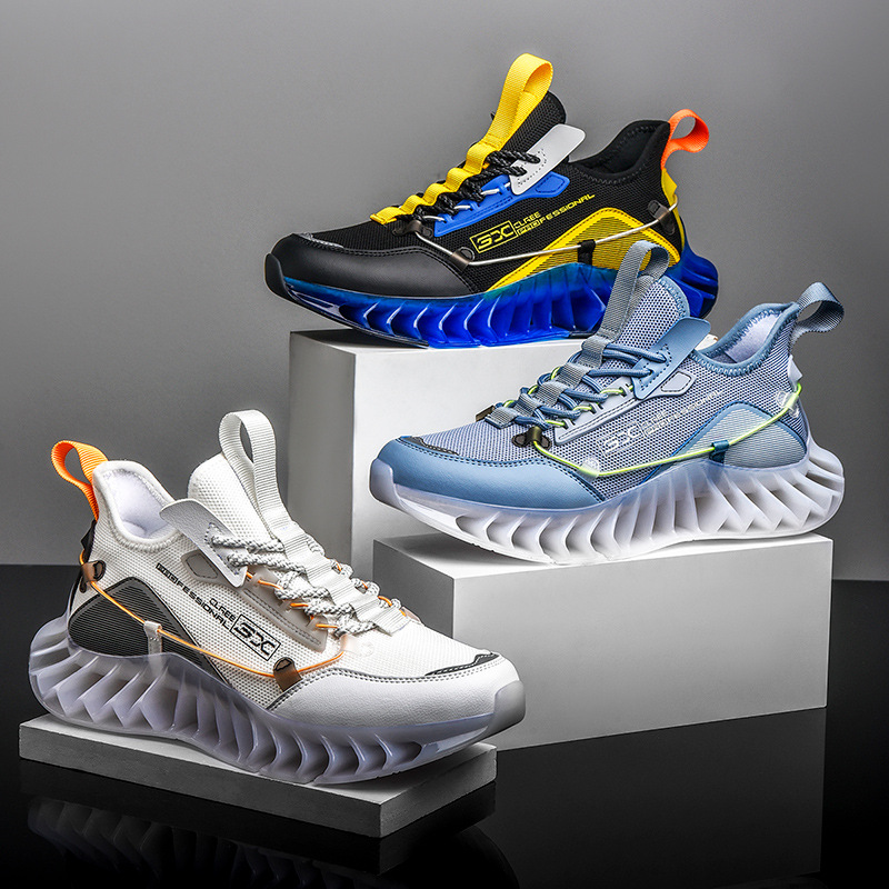 ins男鞋莆田新款刀鋒鞋透氣飛織襪子鞋休閑潮跨境大碼男士運動鞋