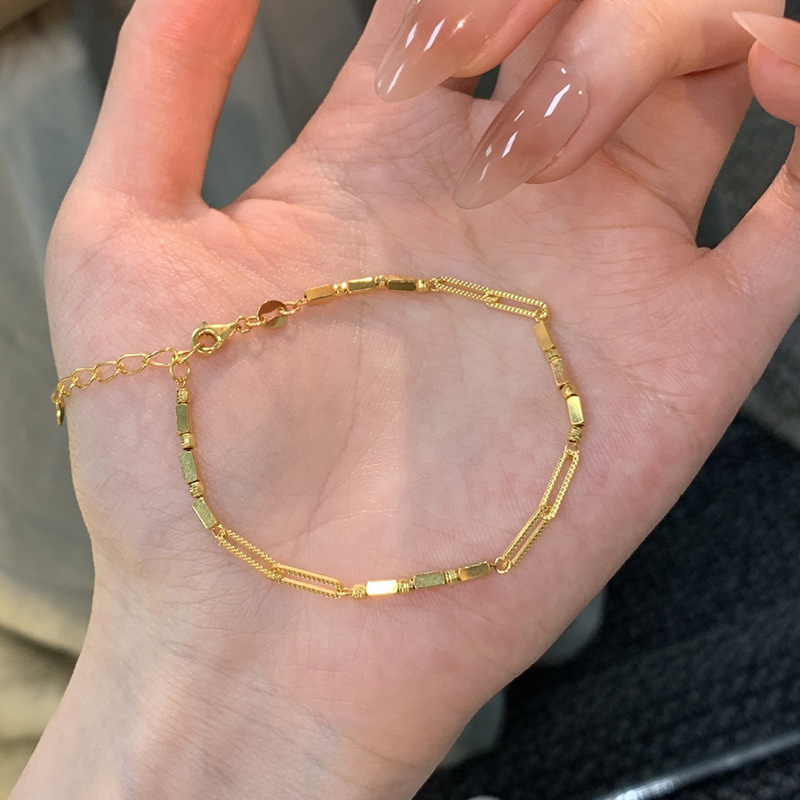 Little Red Book's Same Style Sparkling Gold Bracelet, Fashionable and Exquisite DIY Square Gold Bracelet, Versatile Bracelet