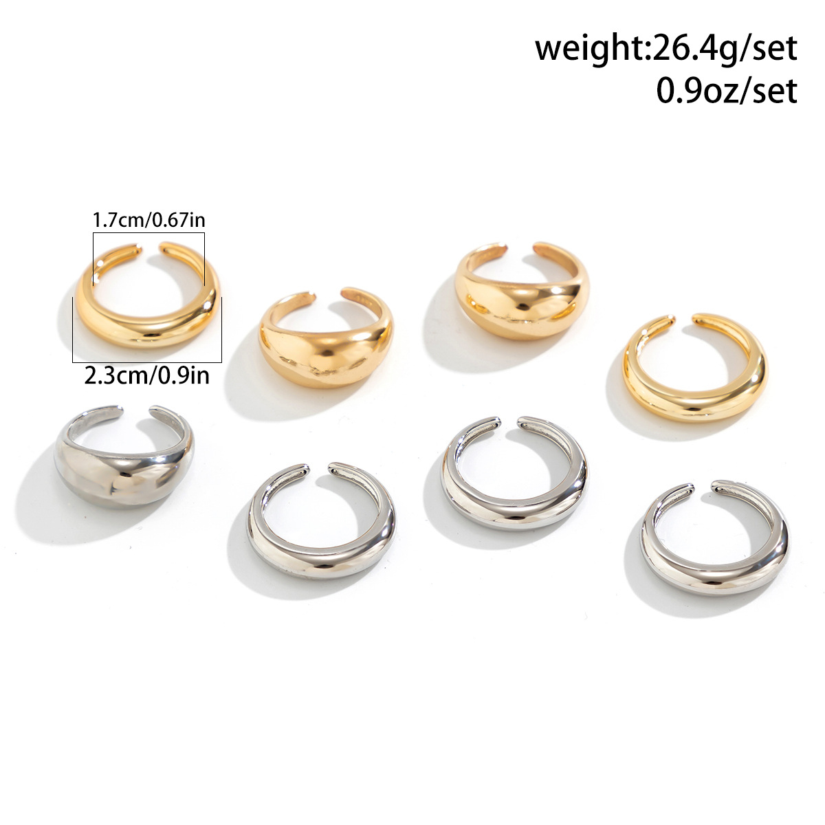41g Weight Rings Classification 1 Set Quantity Daily Occasion Alloy Material Geometric Pattern Women's Gender Plating Design Punk Style Punk Geometric Alloy Plating Women's Rings 5