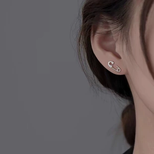 Pin, small design earrings, silver 925 sample, high-end