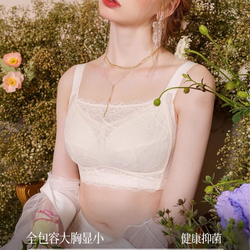 Wholesale Thin Plus-Size Women's Bras for Large Busts, Minimizing Effect, Full Cup, Side Breast Support, Lace, Breathable, Anti-Exposure