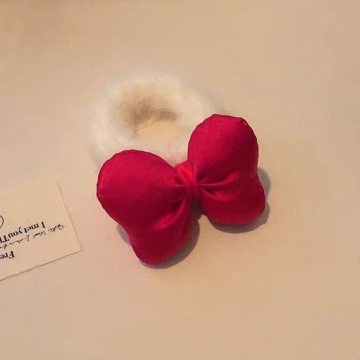 Anillo de pelo de peluche rojo para niños gran arco de caráter bolas de cabello estudiantes adornos de cabello a cuadros lindos