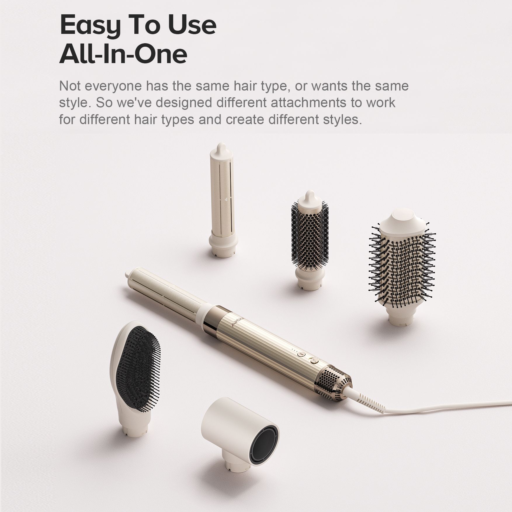 Airbot AriaHighSpeedHyperStyler&Dryes Multifunctional Hair Comb Hair Dryer Champagne Gold 3