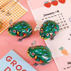 鐵皮青蛙男孩女孩發條玩具8090懷舊彈跳跳跳蛙上鏈條玩具禮物地攤