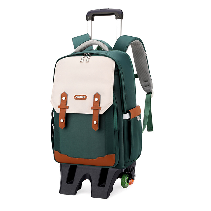 Peces naturales de alto valor de cara tirón mochila de seis ruedas escaleras al por mayor mochila de escolares escolares de secundaria