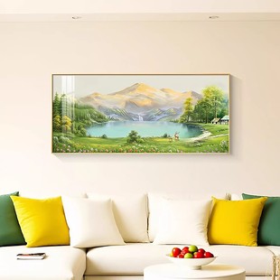 日照金山客厅装饰画聚宝盆山水风景油画高档大气沙发背景墙挂画-阿里巴巴