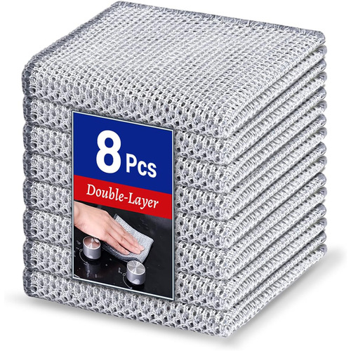 Silver Wire Dishcloth & Scrubbing Sponge for Household Use – Double-Sided Kitchen Cleaner, Oil-Resistant, and 2-Layer Design