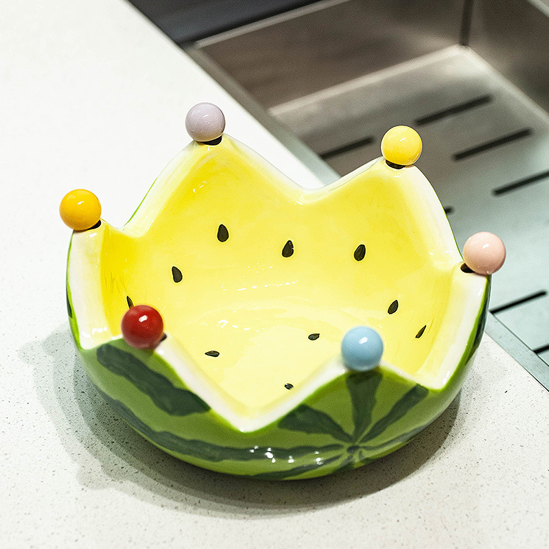 创意水果盘家用客厅茶几点心糖果收纳陶瓷水果盒零食摆放盘配果叉|undefined