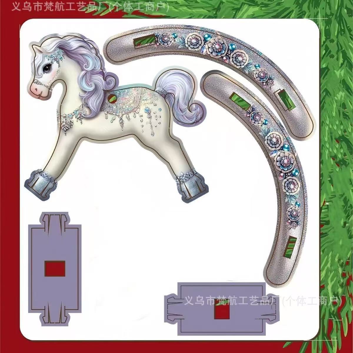 Colgante Navidad mecedor caballo ensamblado juguetes decoración de madera hecha a mano DIY árbol de Navidad con decoración para el hogar