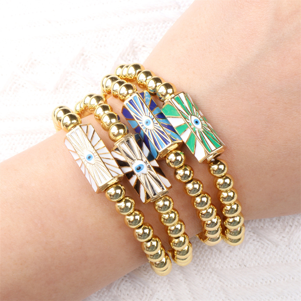 retro eyes of the devil elastic copper-plated real gold bracelet