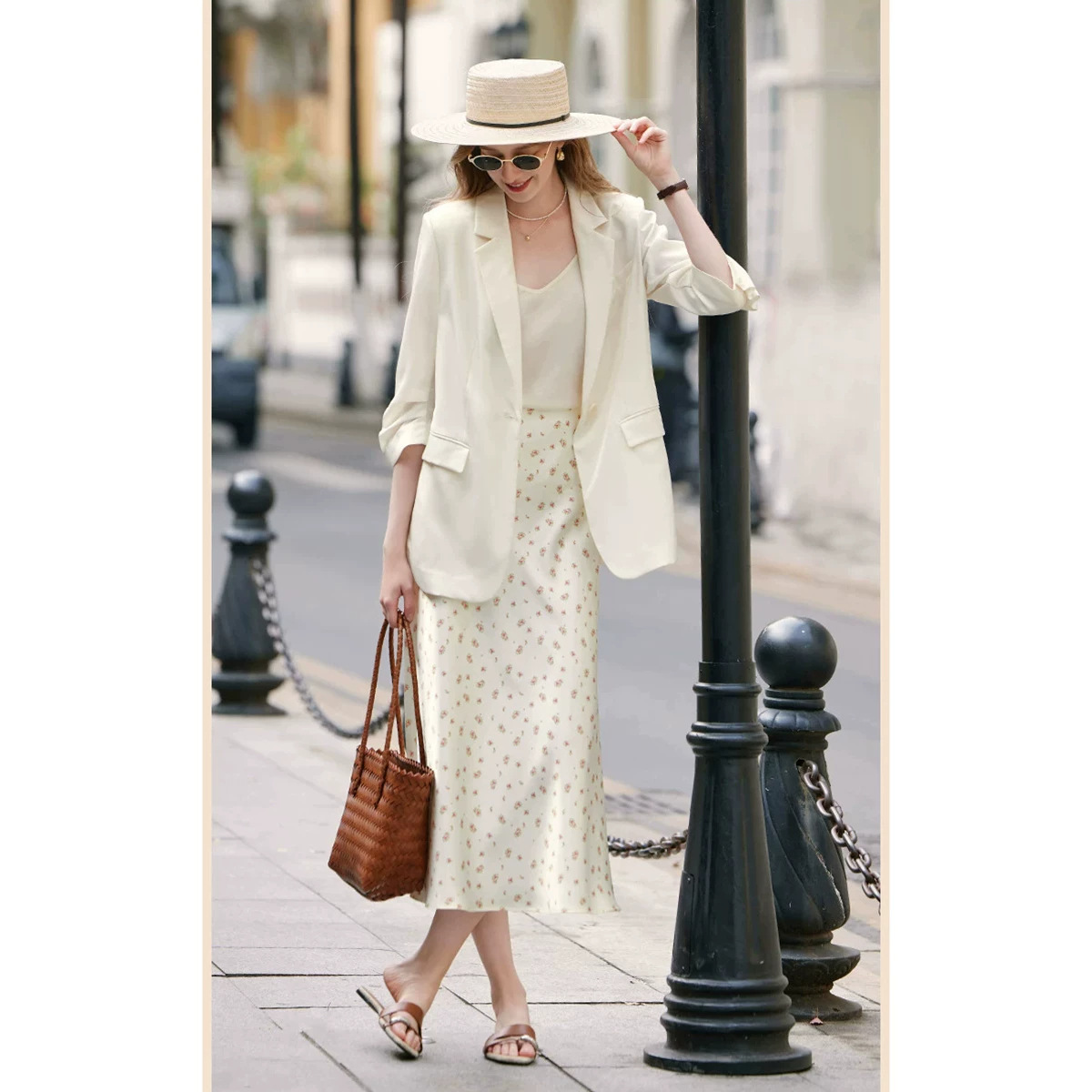 白色西装通勤套装女薄款外套职业淡人高知穿搭 X86S073