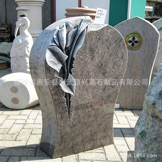 定制兴燕石雕欧式花岗岩玫瑰花雕刻墓碑 艺术浮雕纪念碑