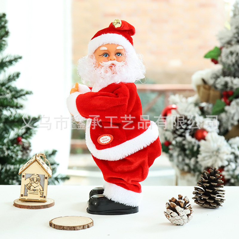 ビーズ登り電動音楽サンタクロースはしご鹿引き車創意クリスマスプレゼントクリスマス装飾置物|undefined
