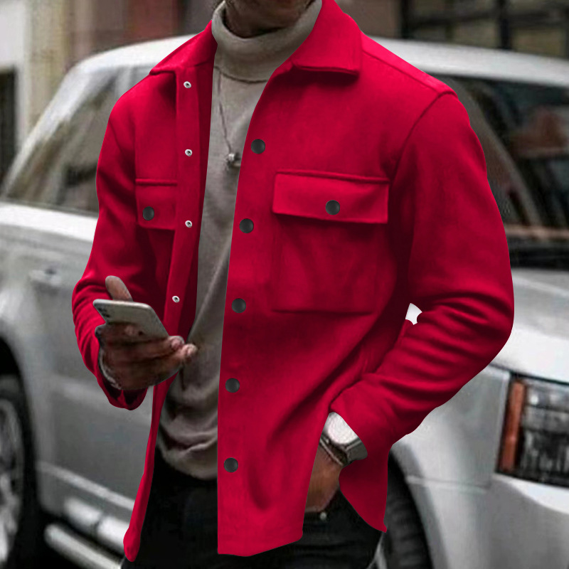 Suéter de Amazon para hombre transfronterizo Chaqueta de terciopelo retro americano para hombre Chaqueta casual de solapa de un solo pecho Ropa de invierno para hombre