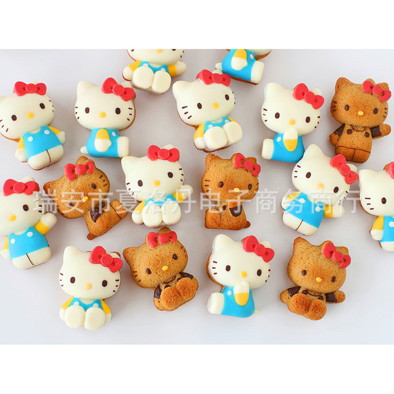 Pastel de silicona molde pudín perro KT gato grado alimenticio dibujos animados pastel bandeja para hornear cubo hielo chocolate alta resistencia a la temperatura