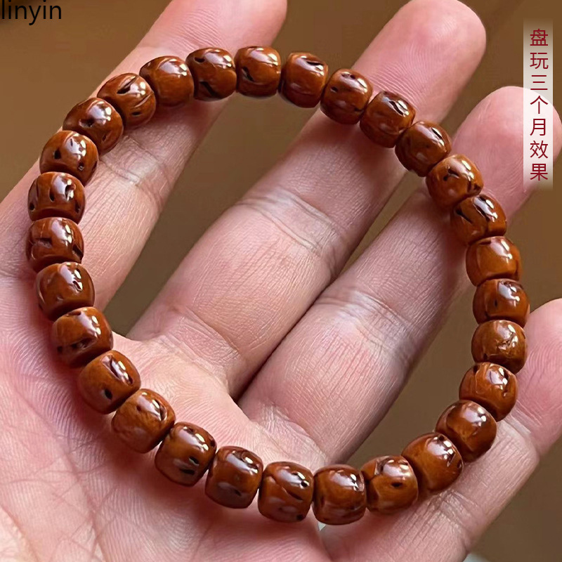 新中式橄榄核核尖直切设计款精品核壁核尖珠文玩手串手链男女佛珠