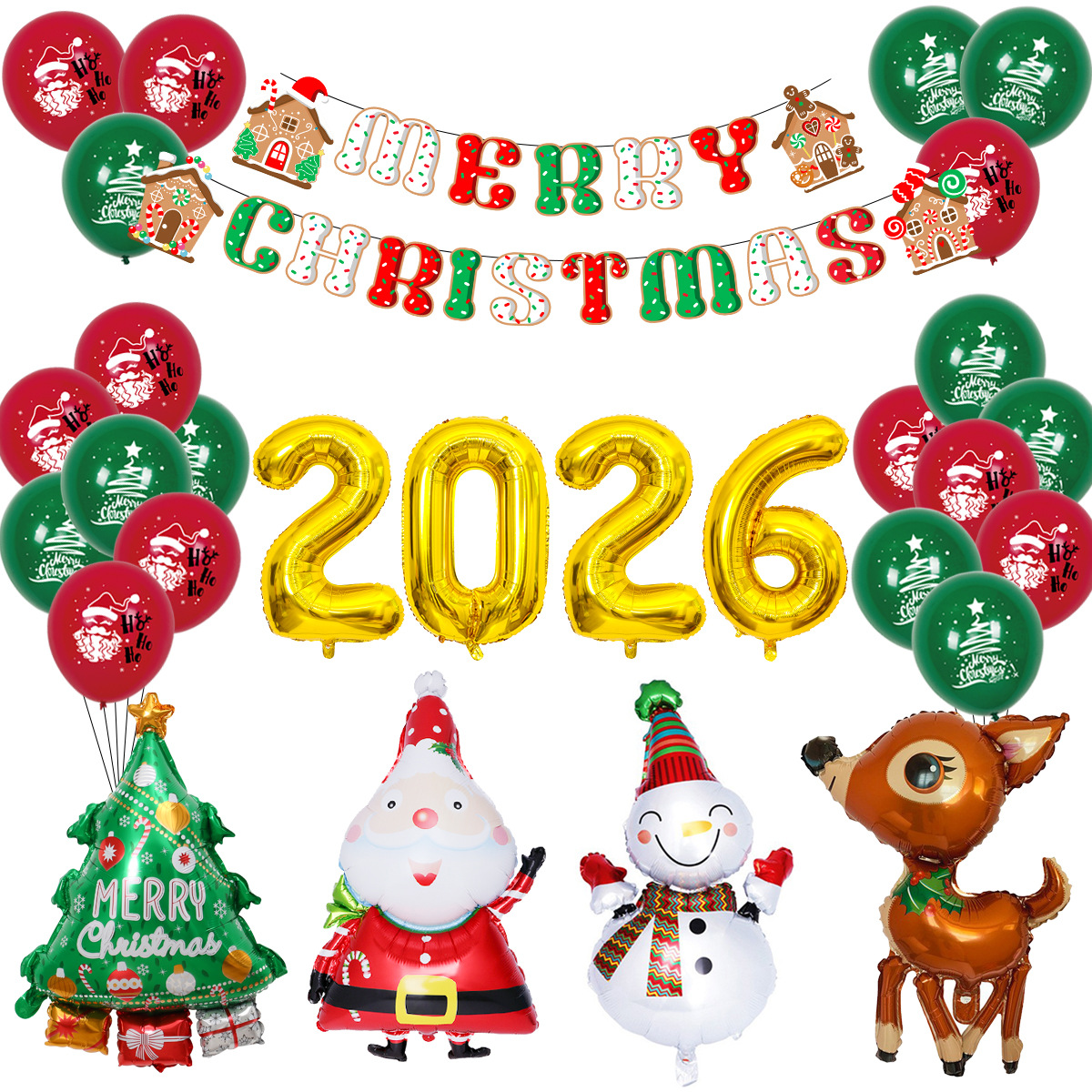 Globo de Navidad globo suministros decoración transfronteriza combinación de película de aluminio digital fiesta de Navidad globo al por mayor