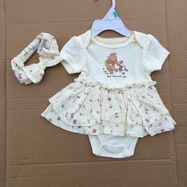 Dis套装包屁衣爬衣短袖三角爬服新生婴幼儿女宝宝跨境两件套爬裙