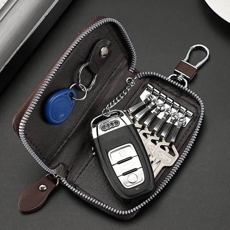 New Style Key Bag, Simple Men's Two-In-One Zipper Waist-Hanging Large-Capacity Multi-Functional Car Storage Key Bag