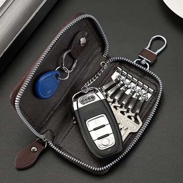 New Style Key Bag, Simple Men's Two-In-One Zipper Waist-Hanging Large-Capacity Multi-Functional Car Storage Key Bag